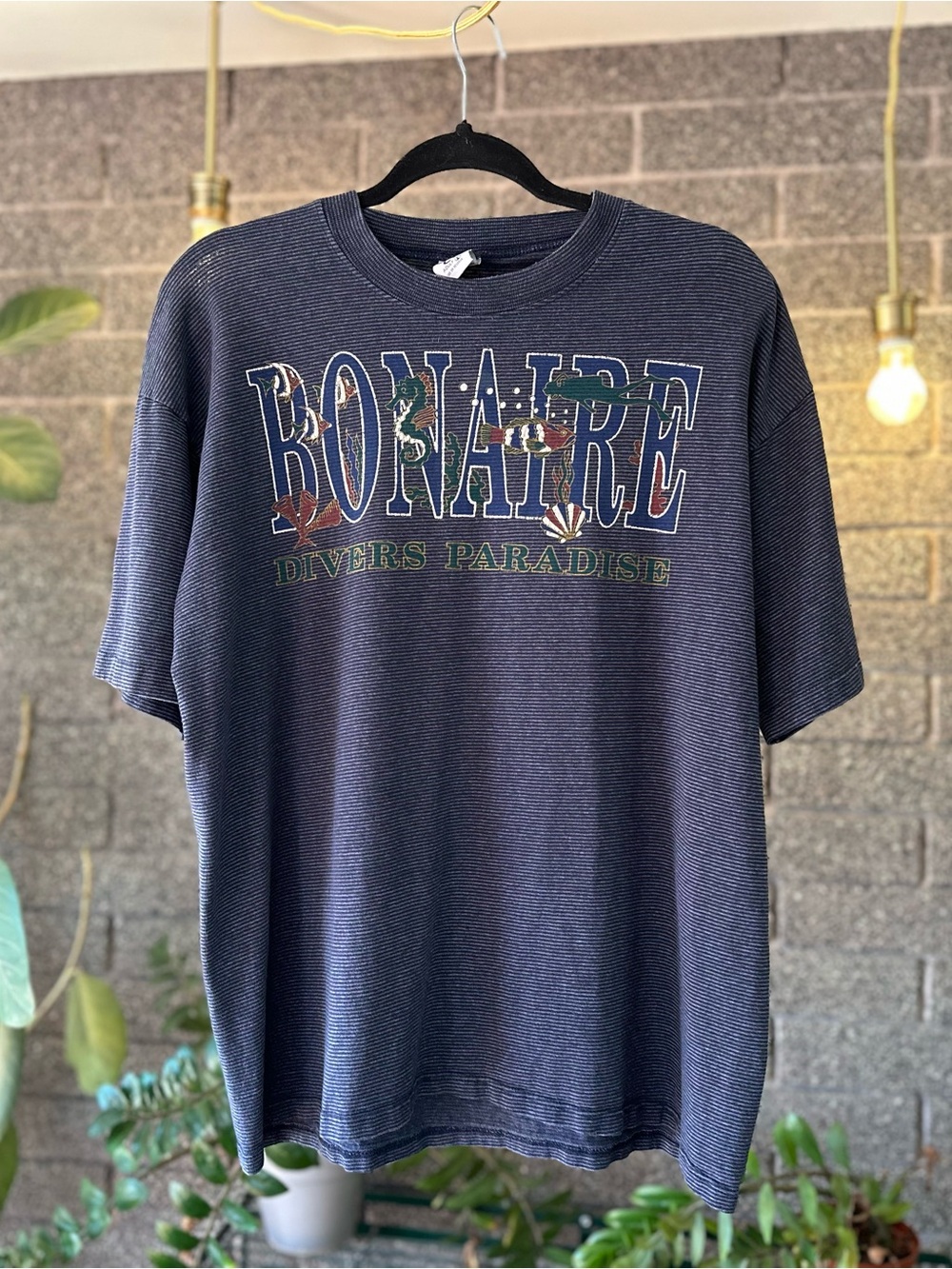 Vintage 90s Cal Cru Single Stitch Bonaire Diving Ringer Tee